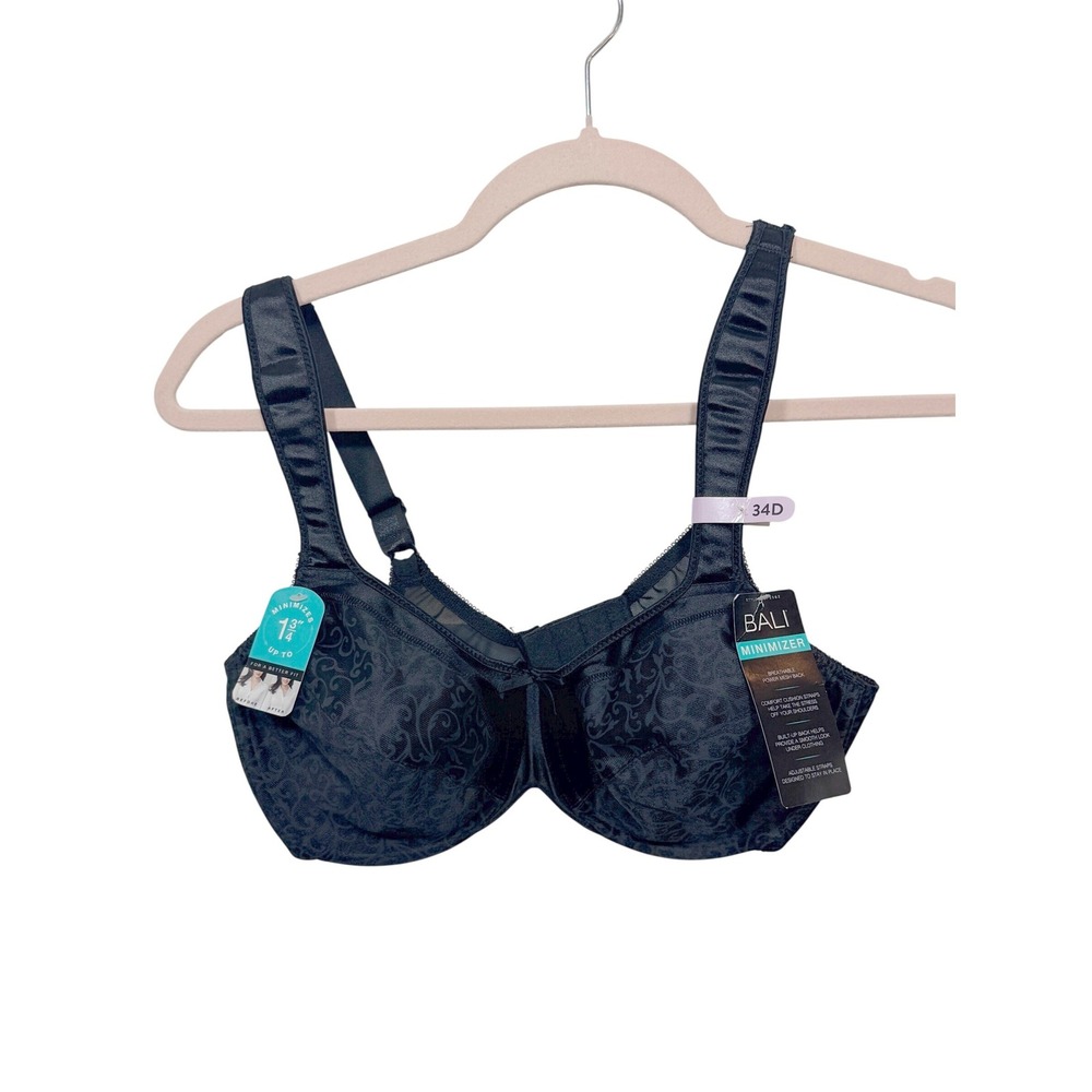 Bali Minimizer Bra Womens 34D Black Passion for Comfort Underwire 3562